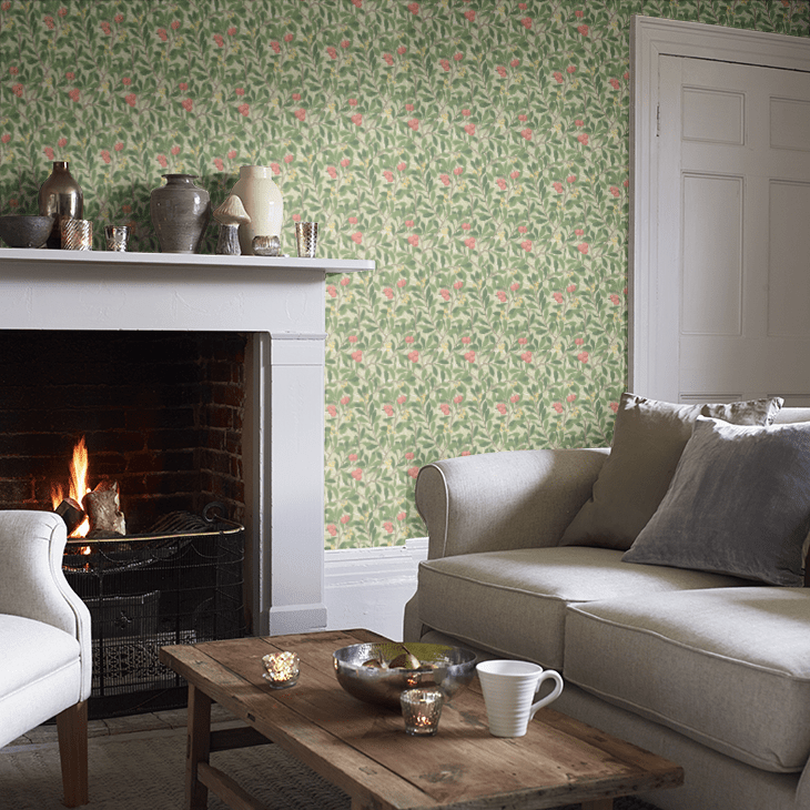 Arbutus Wallpaper - Rose - 217377 - Morris Wallpaper WD - Premier Wallcovering