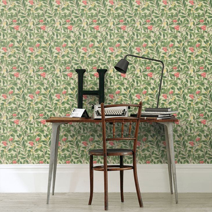 Arbutus Wallpaper - Rose - 217377 - Morris Wallpaper WD - Premier Wallcovering