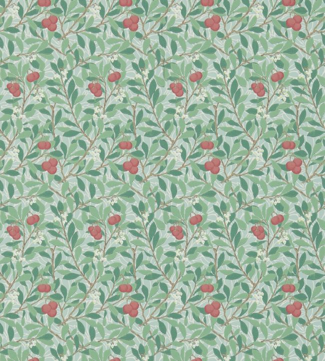 Arbutus Wallpaper - Thyme/Coral - 214719 - Morris & Co - Premier Wallcovering