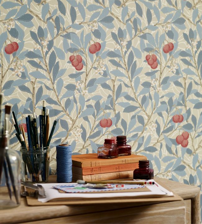 Arbutus Wallpaper - Woad/Russet - 214718 - Morris & Co - Premier Wallcovering