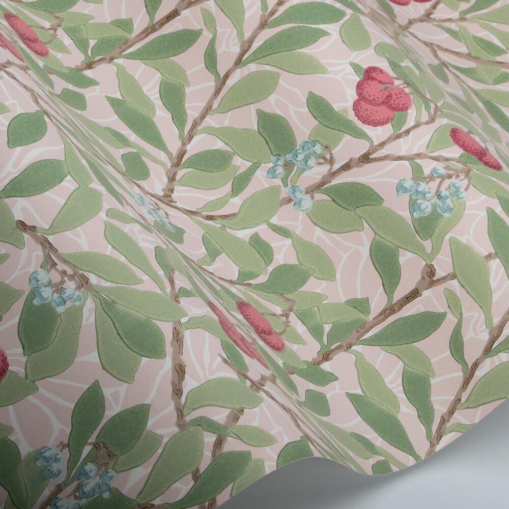 Arbutus Wallpaper - Cochineal Pink - 217378 - Morris Wallpaper WD - Premier Wallcovering