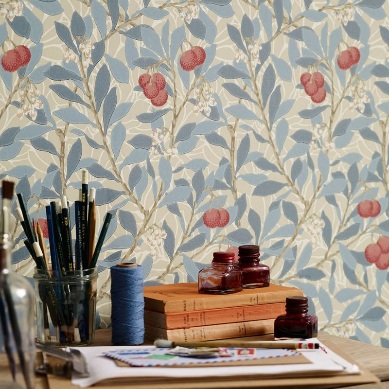 Arbutus Wallpaper - Woad/Russet - Morris & Co - 216809 - Premier Wallcovering