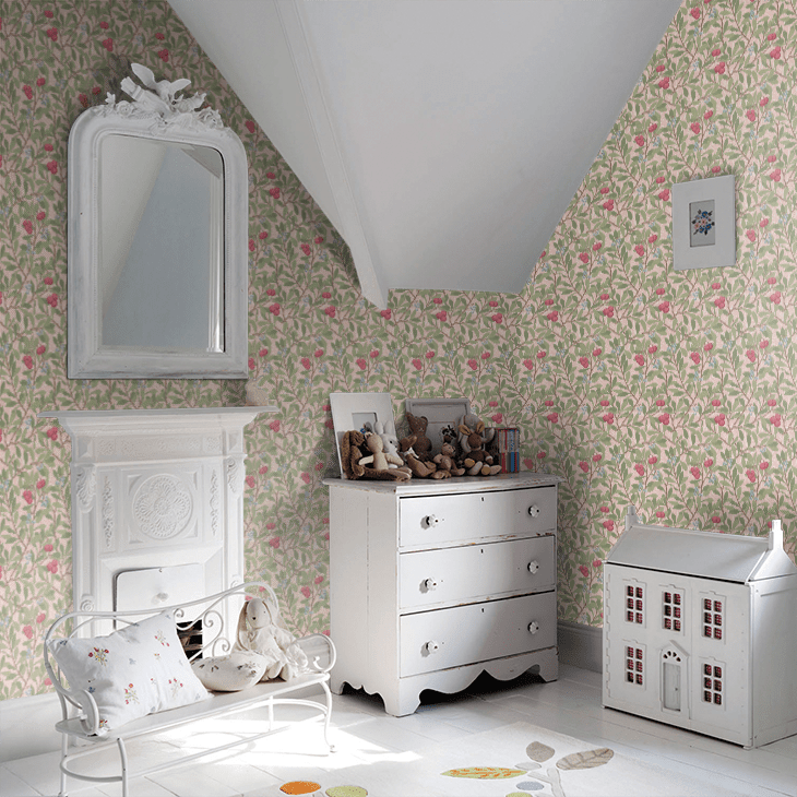 Arbutus Wallpaper - Cochineal Pink - 217378 - Morris Wallpaper WD - Premier Wallcovering