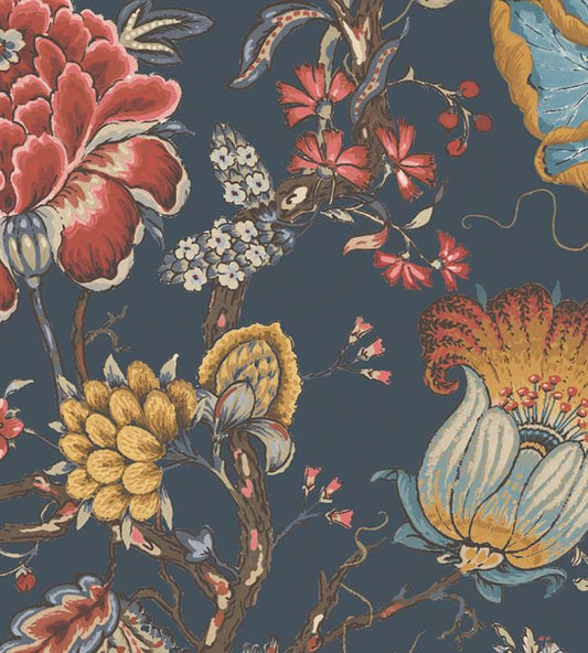 Arcadia Fabric - Midnight - Woodchip & Magnolia - WMF - 408 - 09VD - Premier Wallcovering