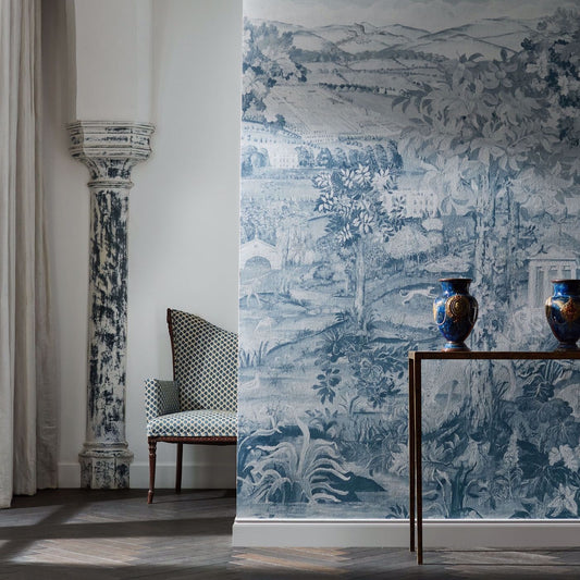 Arcadian Thames Wallpaper - Wedgwood Blue - ZATW313039 - Zoffany - Premier Wallcovering