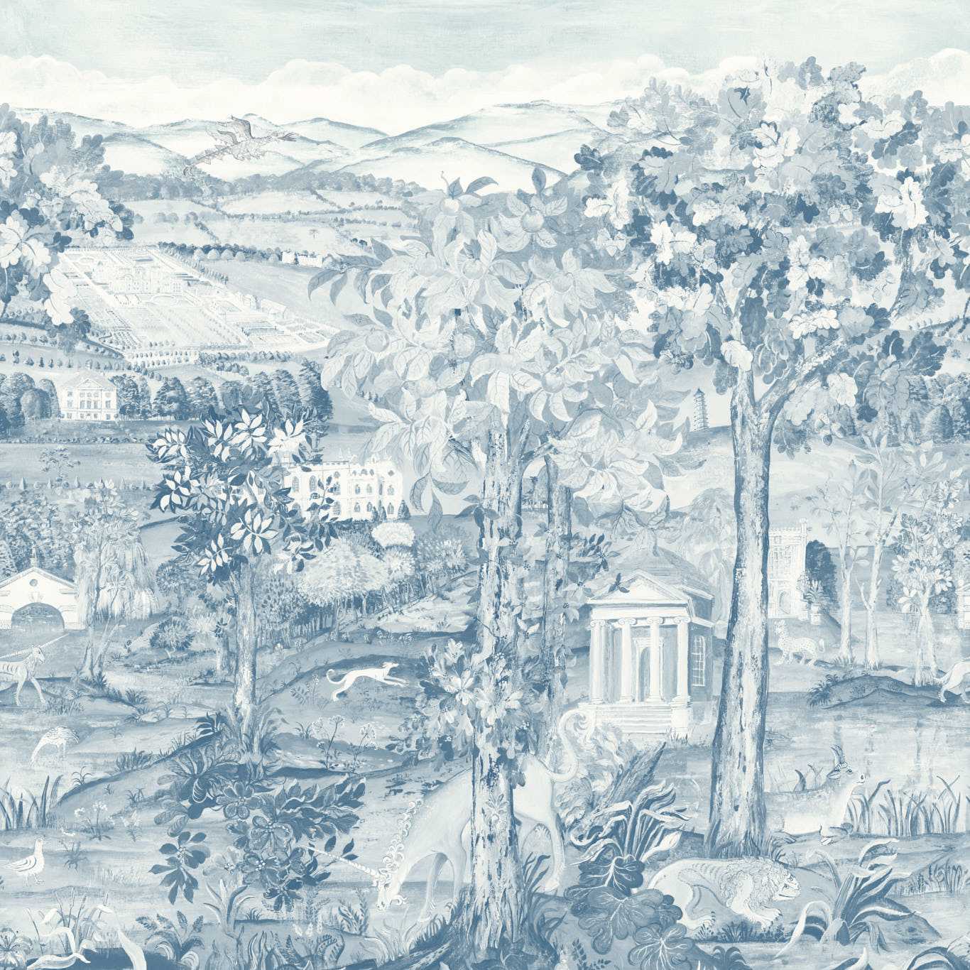 Arcadian Thames Wallpaper - Wedgwood Blue - ZATW313039 - Zoffany - Premier Wallcovering