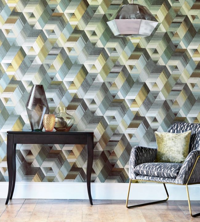 Arccos Wallpaper - Ochre/Steel - HMWF111971 - Harlequin - Premier Wallcovering