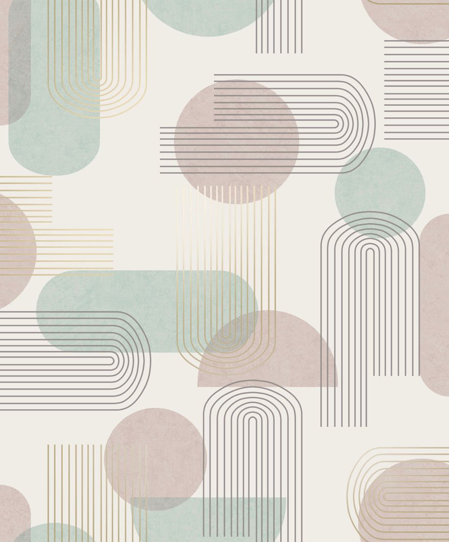 Arch Geo Wallpaper - Duck Egg/Pink - Holden Décor - 13090 - Premier Wallcovering