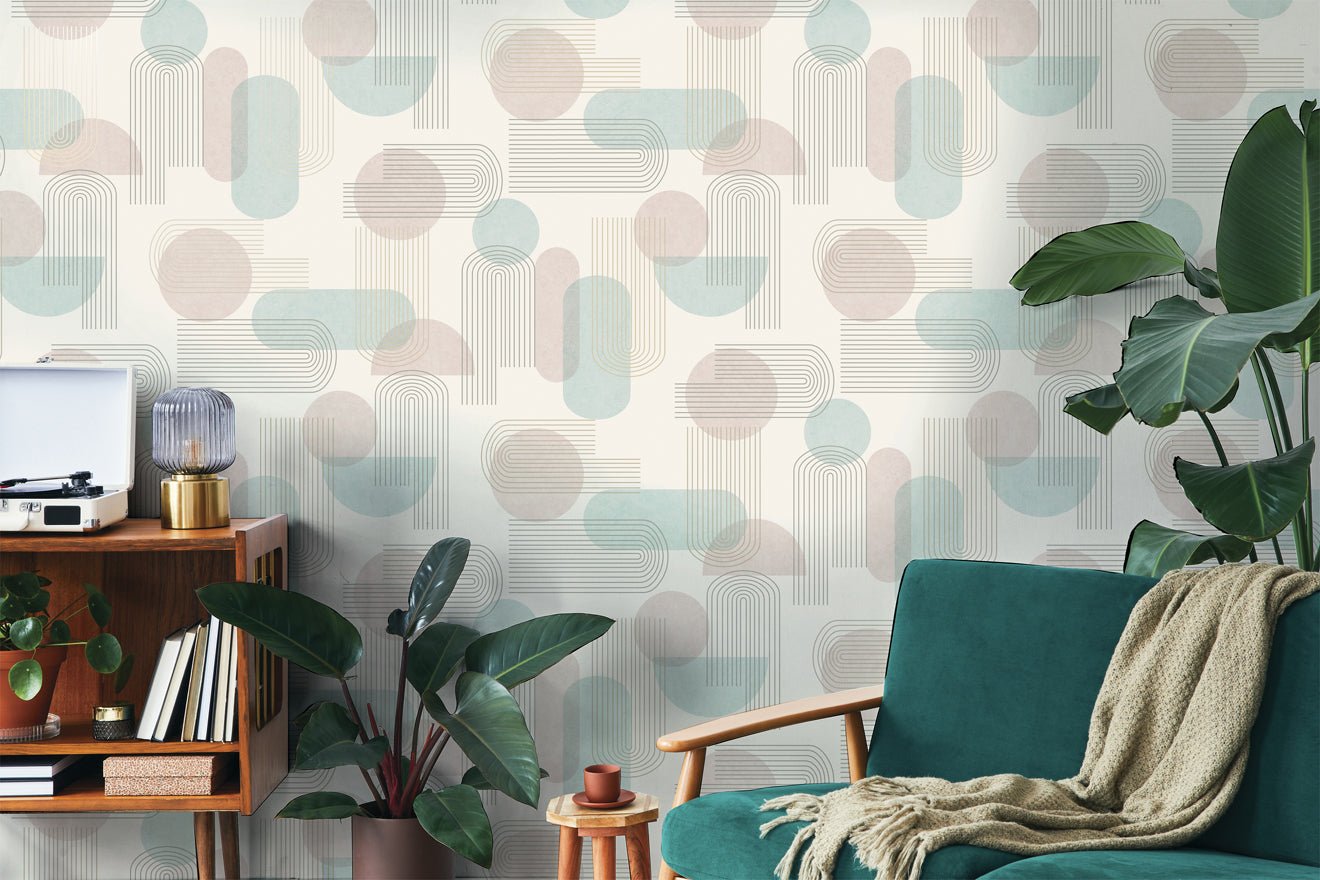 Arch Geo Wallpaper - Duck Egg/Pink - Holden Décor - 13090 - Premier Wallcovering