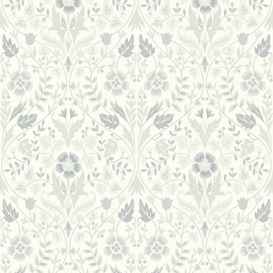 Archibald Arts and Crafts Wallpaper - Gris Givre - Casadeco - 86339102 - Premier Wallcovering