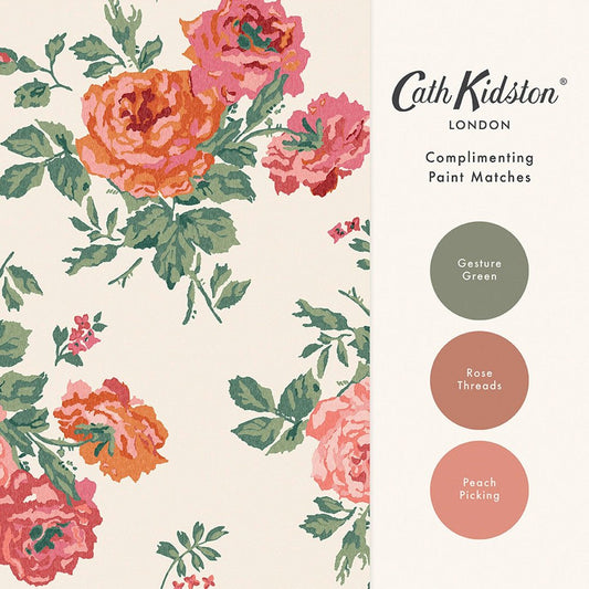 Archive Rose Wallpaper - Pink - 125494 - Cath Kidston - Premier Wallcovering