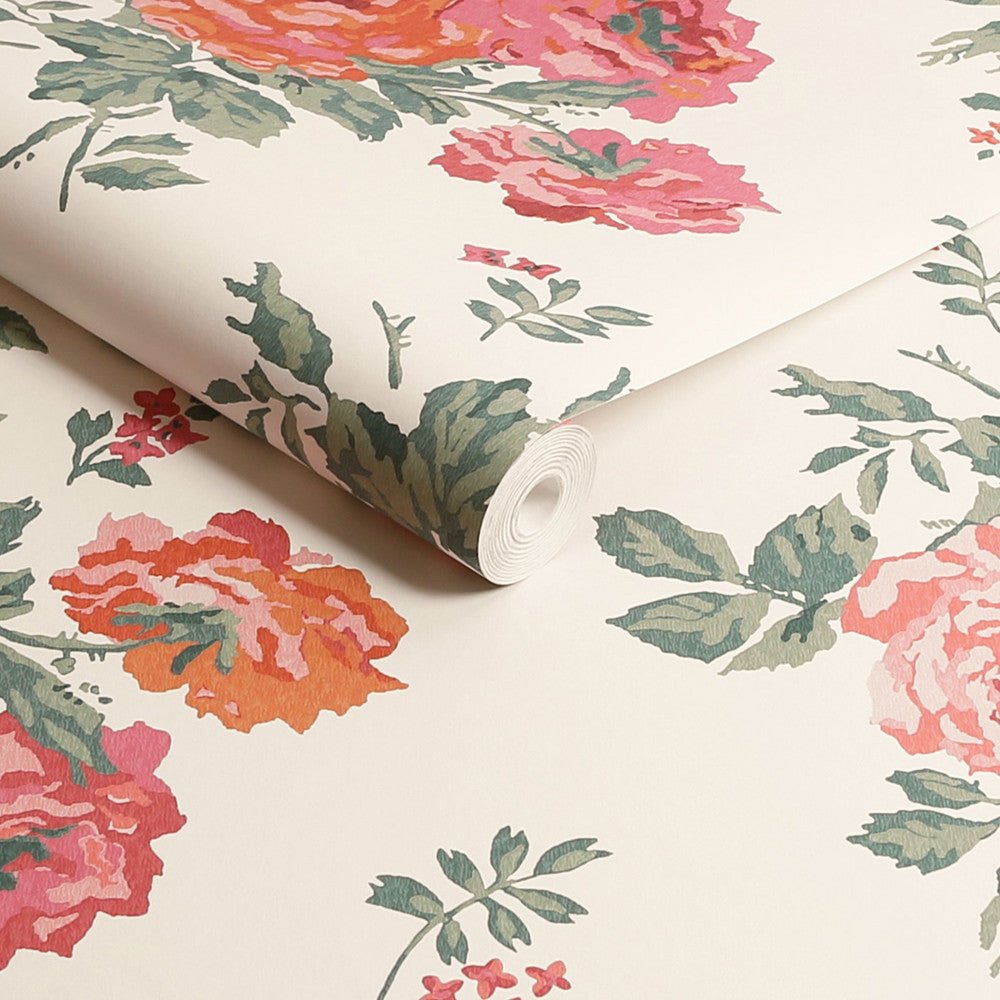 Archive Rose Wallpaper - Pink - 125494 - Cath Kidston - Premier Wallcovering