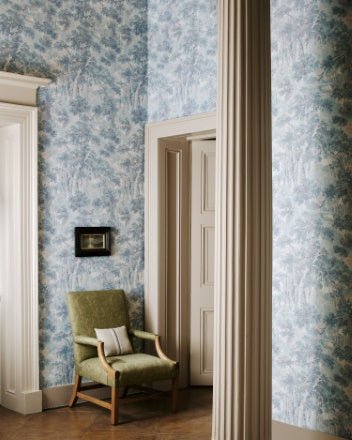 Arden Wallpaper - Old Blue - Colefax & Fowler - W7016 - 01 - Premier Wallcovering