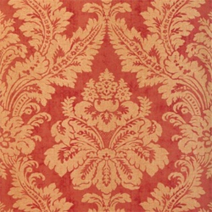 Argentina Damask Wallpaper - Metallic Gold on Red - Thibaut - T6872 - Premier Wallcovering