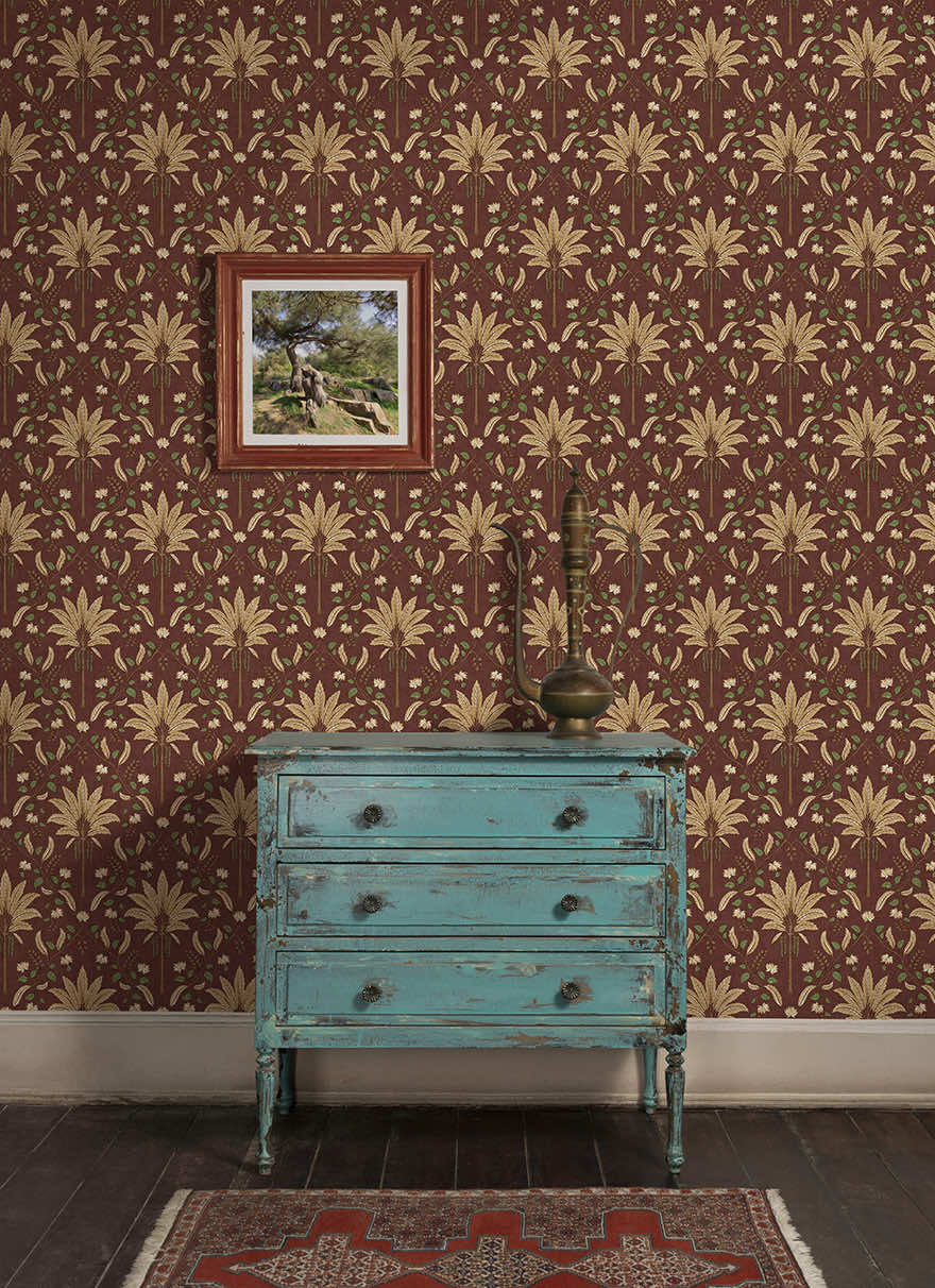 Ariara Wallpaper - Maroon - Holden Décor - 91792 - Premier Wallcovering