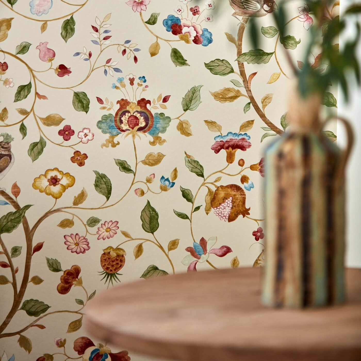 Aril's Garden Wallpaper - Olive/Mulberry - DABW217238 - Sanderson - Premier Wallcovering