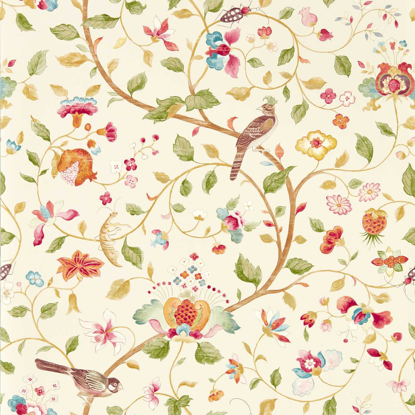 Aril's Garden Wallpaper - Olive/Mulberry - DABW217238 - Sanderson - Premier Wallcovering
