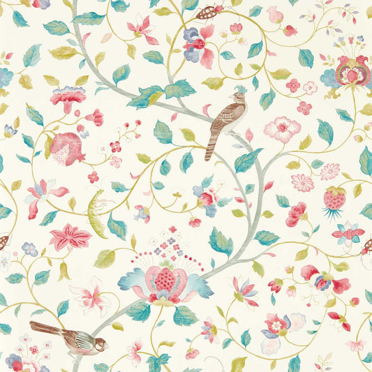 Aril's Garden Wallpaper - Blue Clay/Pink - DABW217236 - Sanderson - Premier Wallcovering