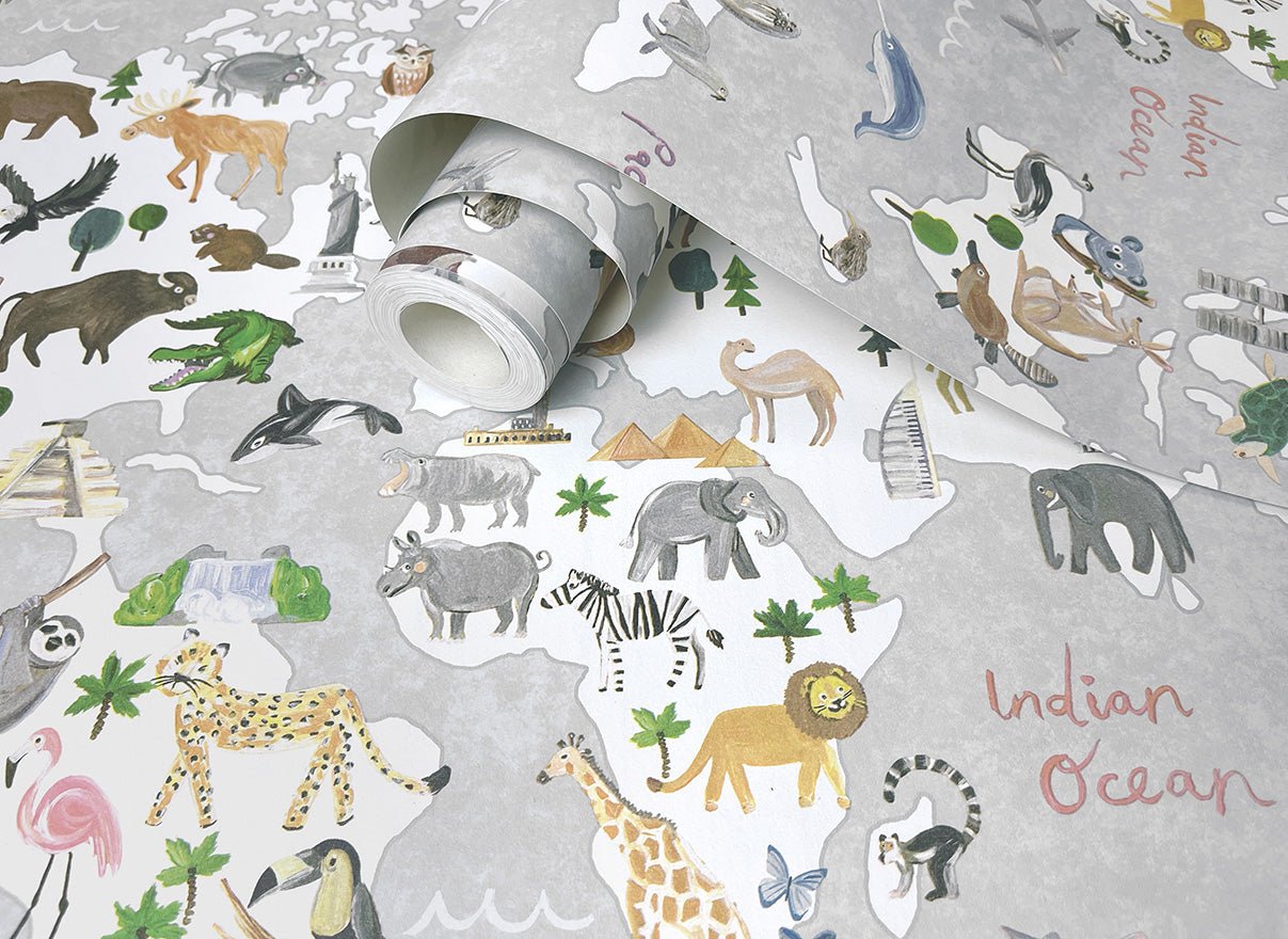 Around the world Wallpaper - Grey - Holden Décor - 13252 - Premier Wallcovering