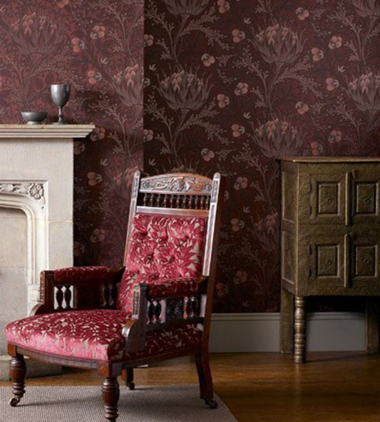 Artichoke Wallpaper - Wine - 210355 - Morris & Co - Premier Wallcovering
