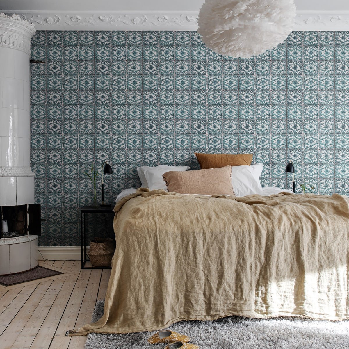 Artisan Tiles Wallpaper - Brazilian Green - Rebel Walls - R18549 - Premier Wallcovering