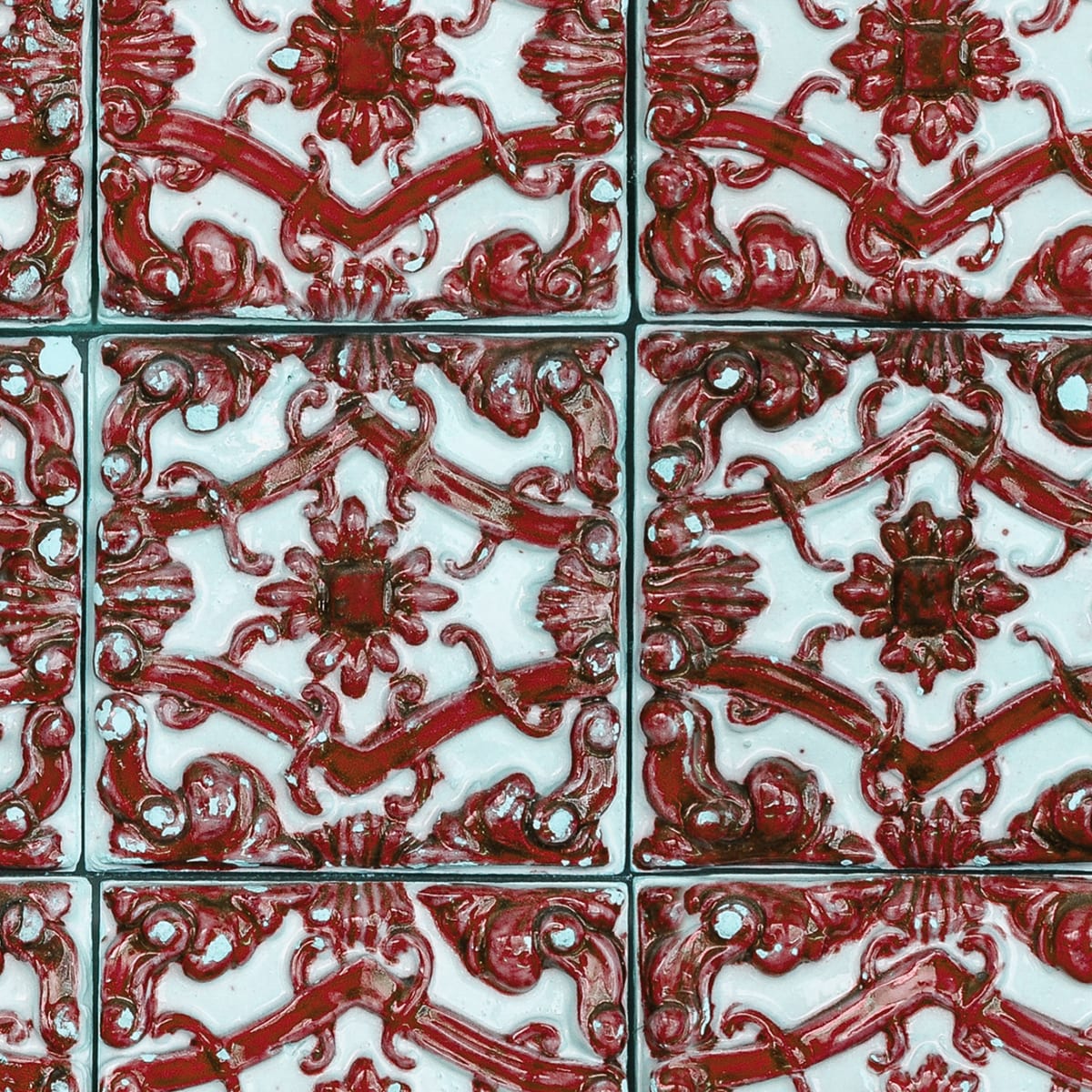 Artisan Tiles Wallpaper - Indian Red - Rebel Walls - R18550 - Premier Wallcovering