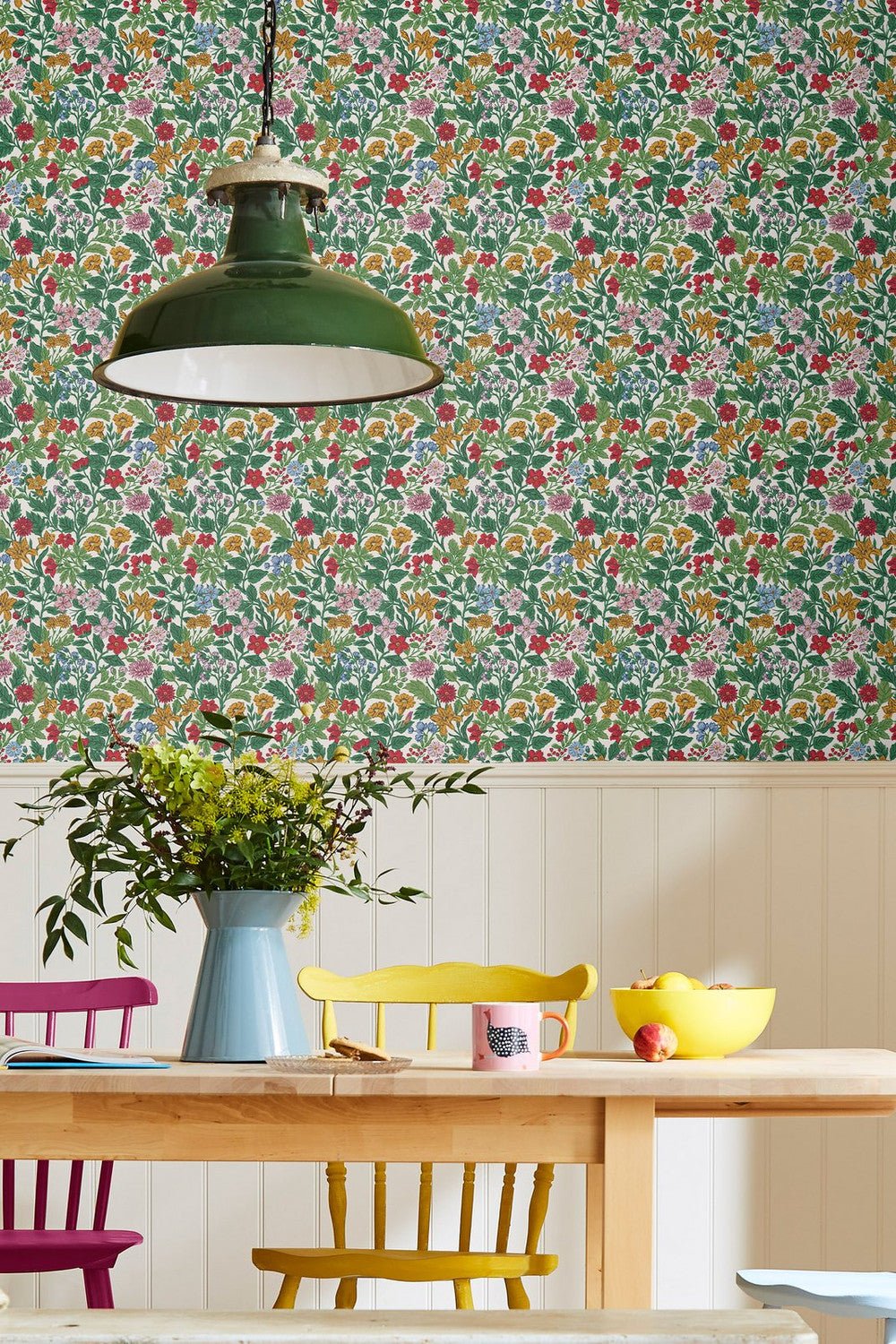 Arts and Crafts Floral Wallpaper - Rainbow - Joules - 118543 - Premier Wallcovering