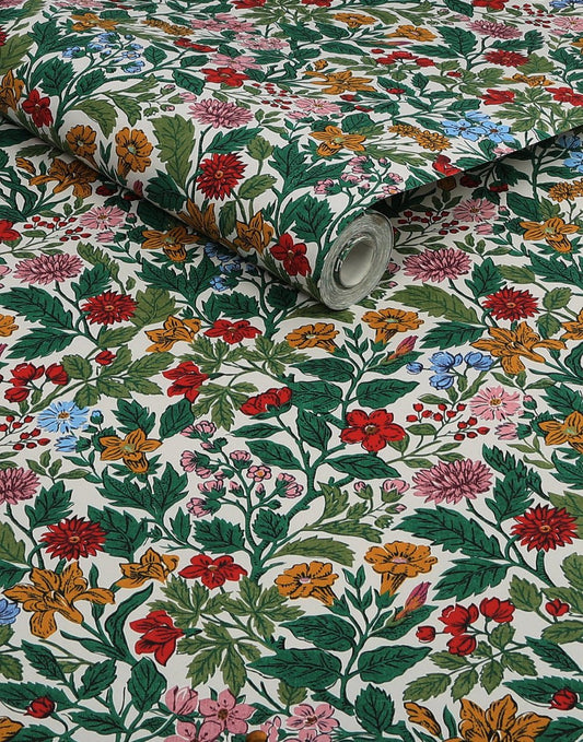 Arts and Crafts Floral Wallpaper - Rainbow - Joules - 118543 - Premier Wallcovering