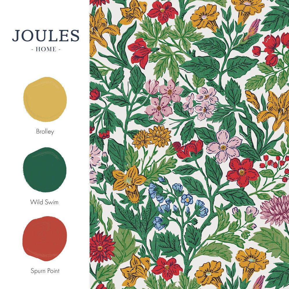 Arts and Crafts Floral Wallpaper - Rainbow - Joules - 118543 - Premier Wallcovering