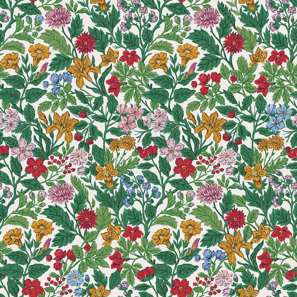 Arts and Crafts Floral Wallpaper - Rainbow - Joules - 118543 - Premier Wallcovering