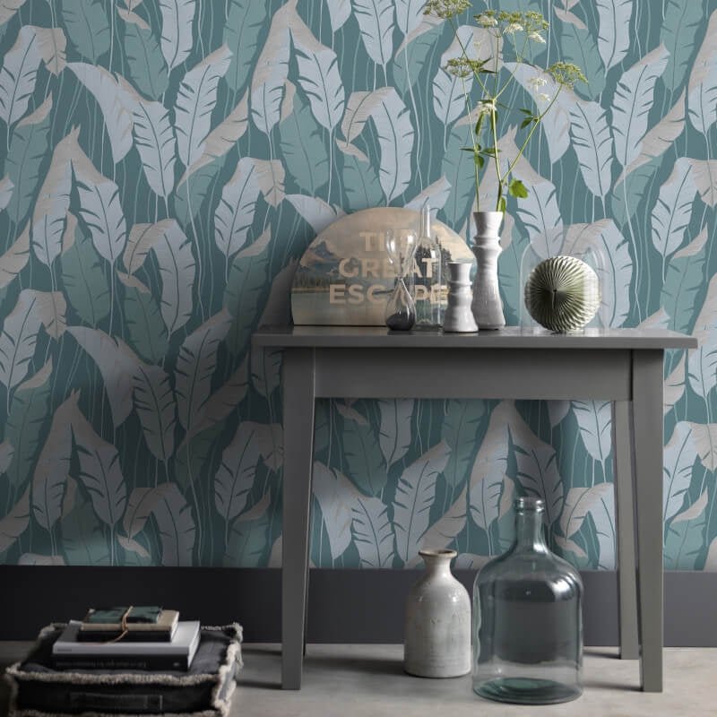 Arwen Delicate Feather Metallic Wallpaper - Green - Erismann - 10344 - 19 - Premier Wallcovering