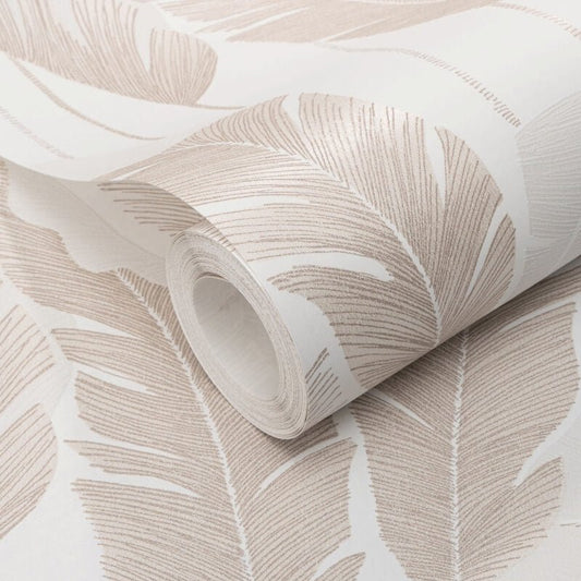 Arwen Delicate Feather Metallic Wallpaper - Beige - Erismann - 10344 - 02 - Premier Wallcovering