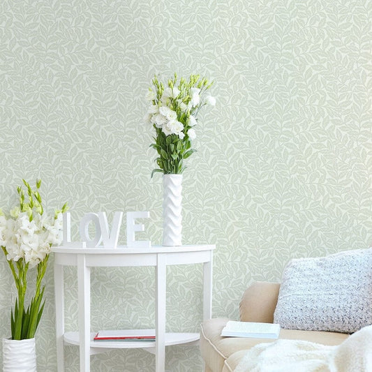 Ash Branch Floral Wallpaper - Light Moss - Crown - M1179 - Premier Wallcovering
