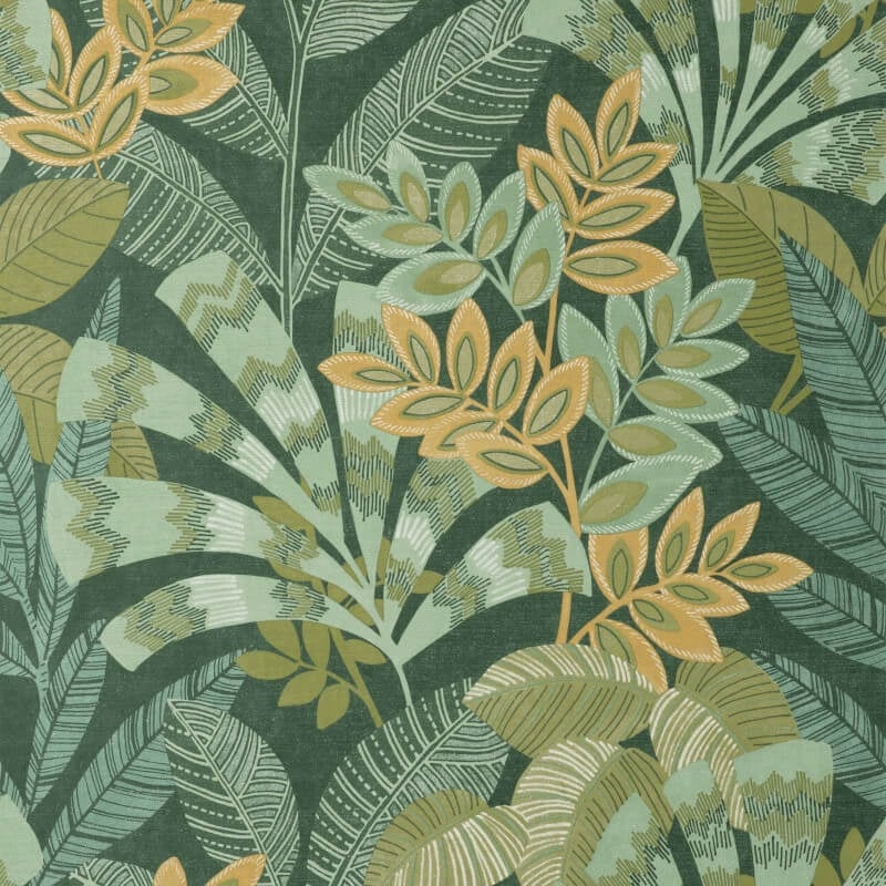Asha Leaves Wallpaper - Lush Green - Crown - M1737 - Premier Wallcovering