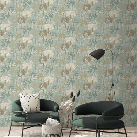 Asperia Louan Tropical Wallpaper - Teal Multi - Grandeco - A54802 - Premier Wallcovering
