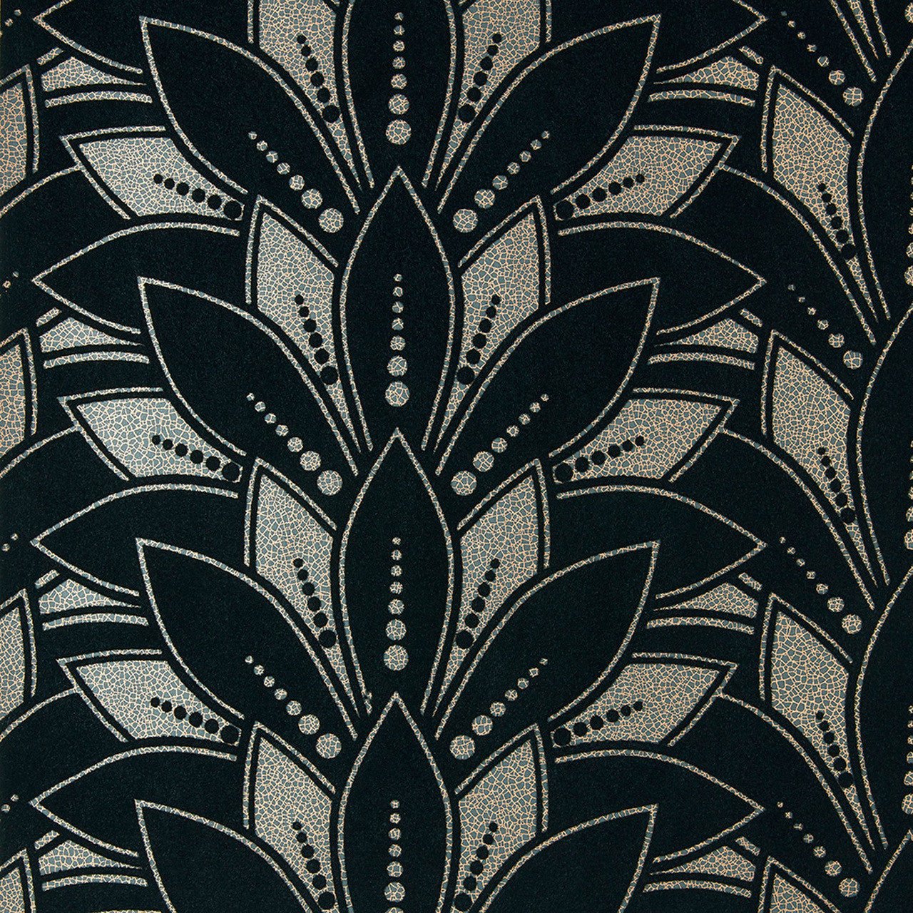 Astoria Flock Wallpaper - Jet Black - 1838 wallcoverings - 1907 - 139 - 03 - Premier Wallcovering