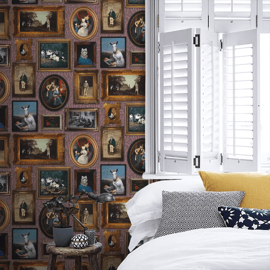 At the Art Gallery Wallpaper - Burgundy - The Graduate Collection - CC1ARTGALBUR - Premier Wallcovering