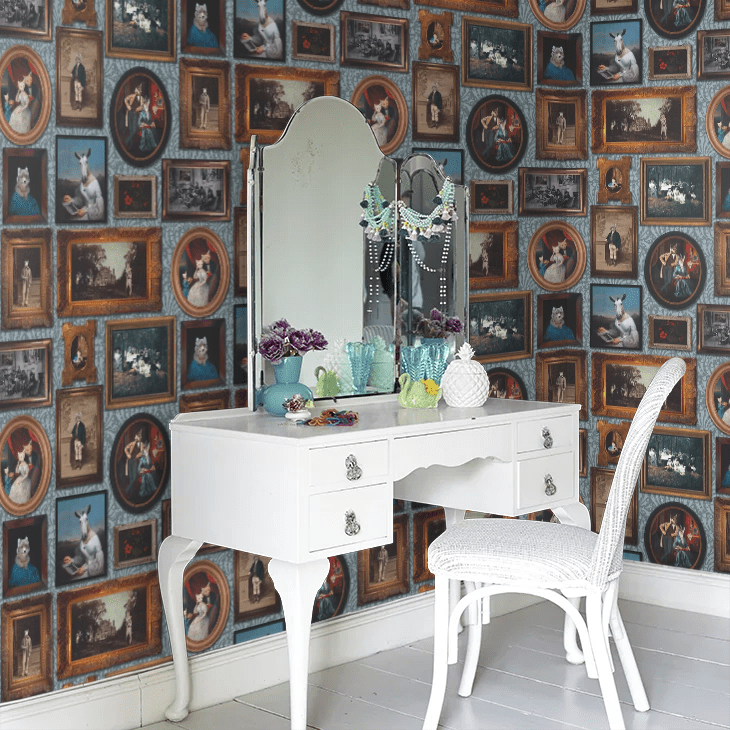 At the Art Gallery Wallpaper - Teal - The Graduate Collection - CC1ARTGALTEA - Premier Wallcovering
