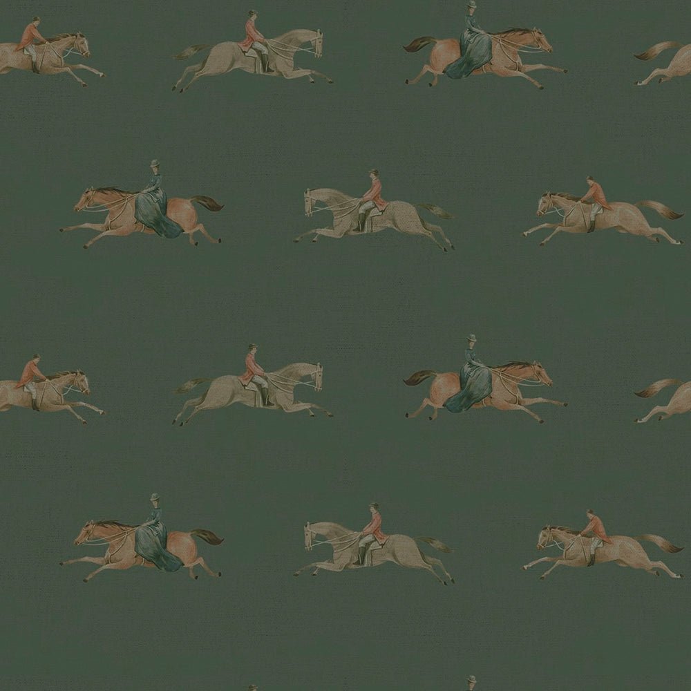 At The Races Wallpaper - Pine Green - LAN100247 - Lucie Annabel - Premier Wallcovering