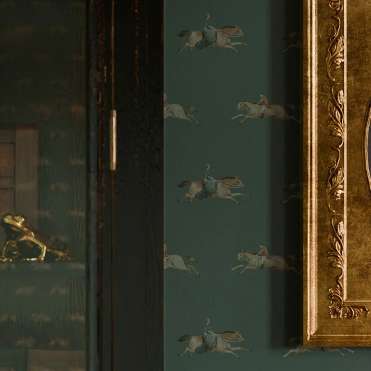 At The Races Wallpaper - Pine Green - LAN100247 - Lucie Annabel - Premier Wallcovering