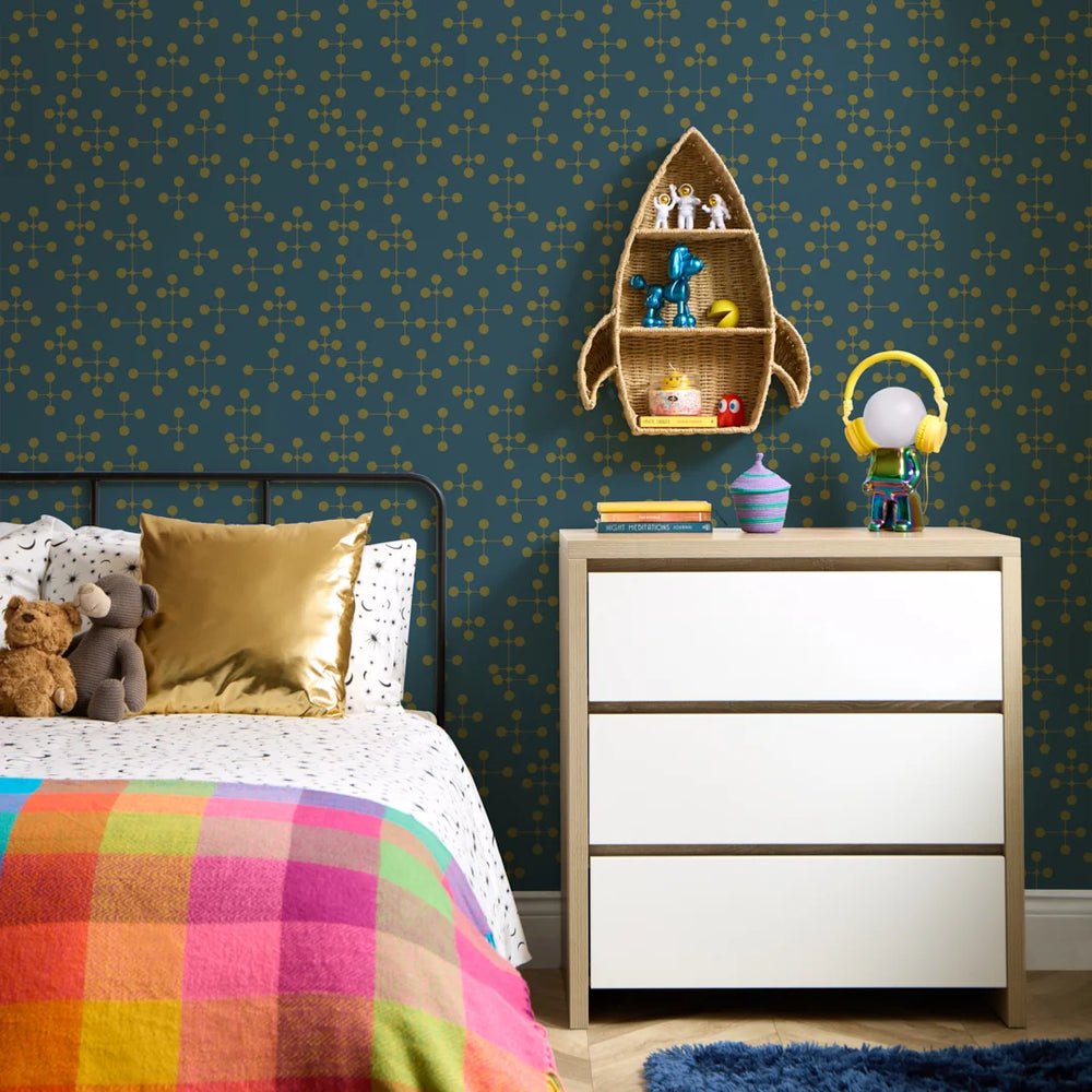 Atomic Dream Wallpaper - Silent Cave & Antique Gold - Lust Home - LH900572 - Premier Wallcovering