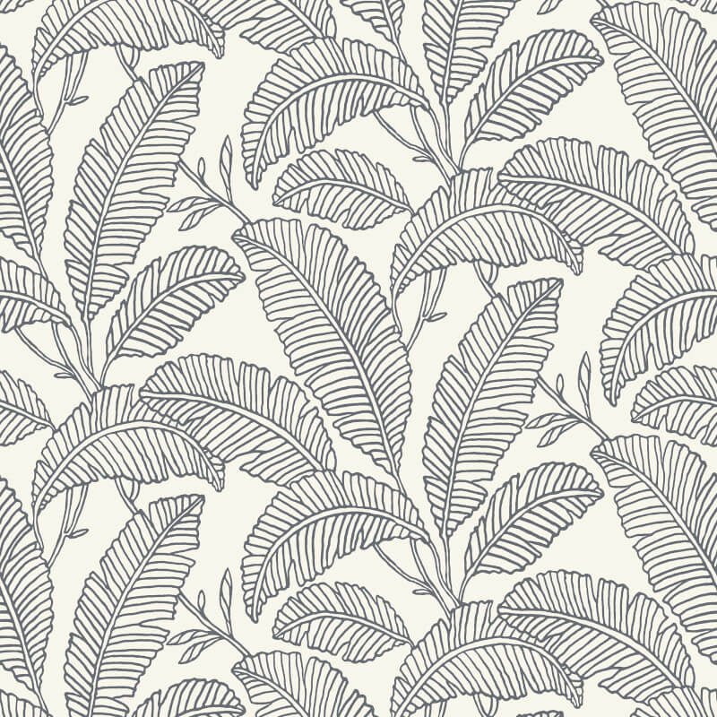Attitude Faye All Over Leaf Wallpaper - Black/White - Grandeco - A66402 - Premier Wallcovering