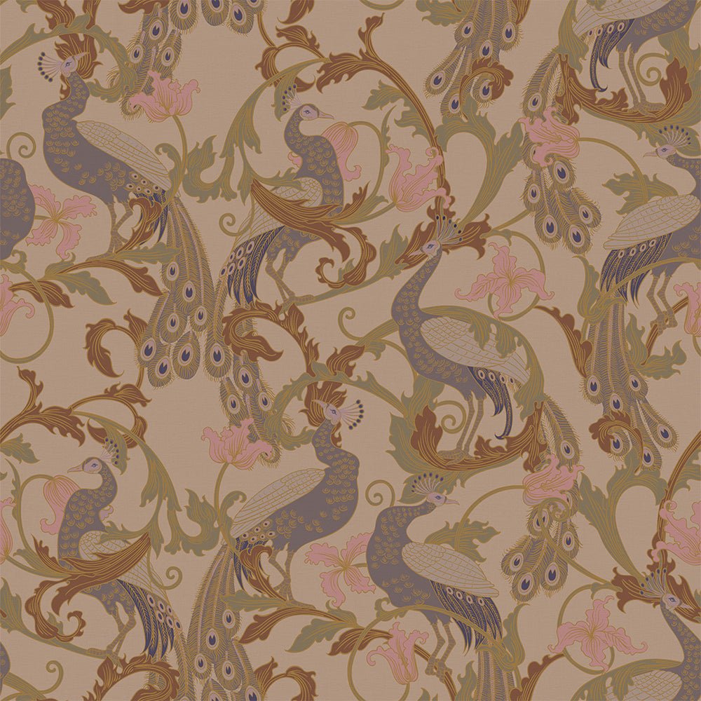 Aubrey Wallpaper - Shades of Mauve on Gold - LAN100181 - Lucie Annabel - Premier Wallcovering