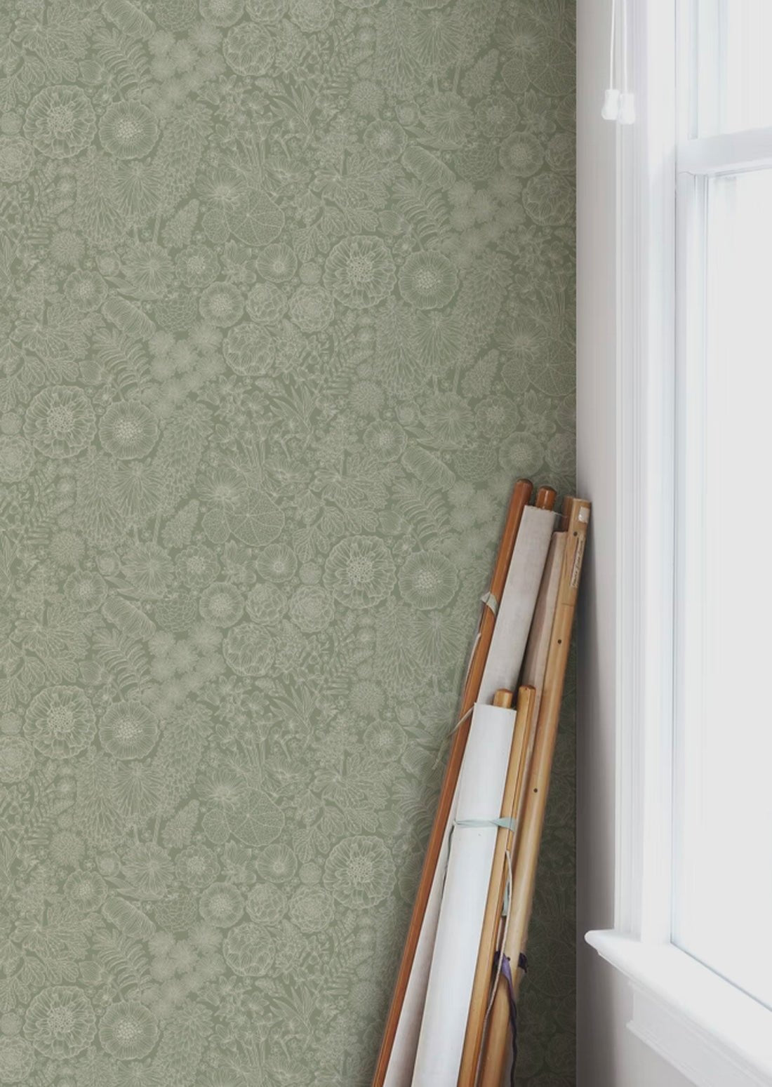 August Wallpaper - Green - Summer Gray - Premier Wallcovering