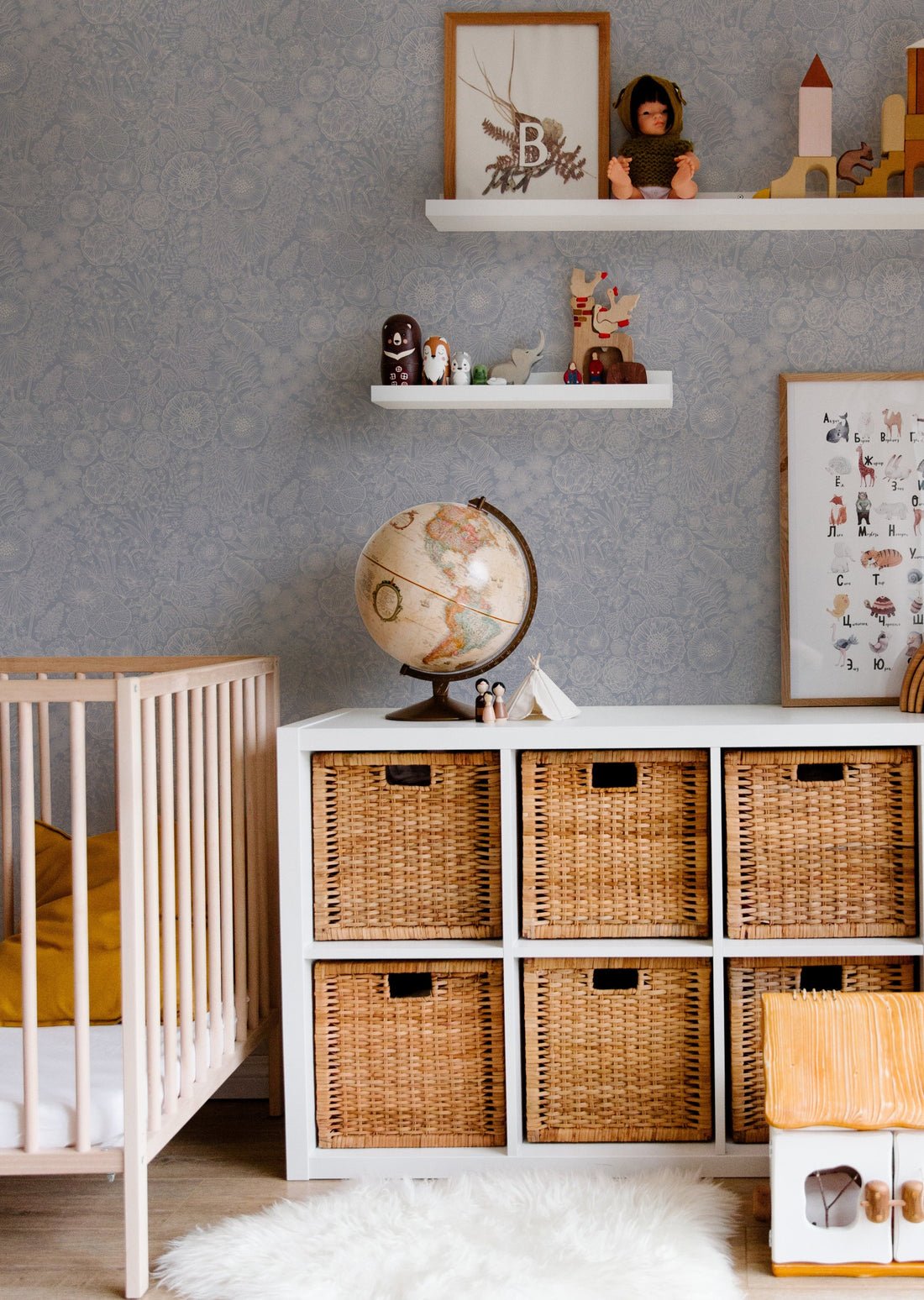 August Wallpaper - Blue - Summer Gray - Premier Wallcovering