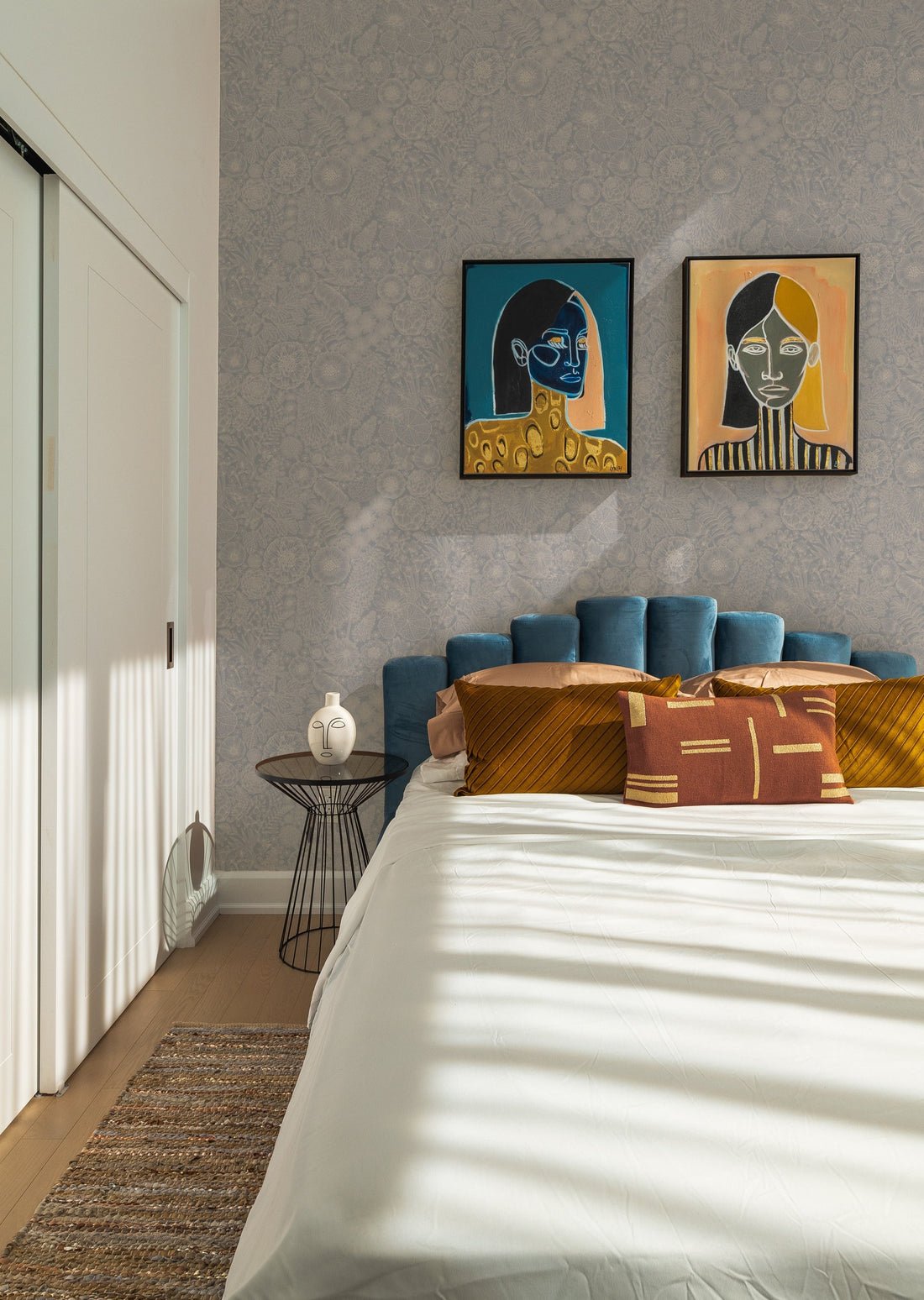 August Wallpaper - Blue - Summer Gray - Premier Wallcovering