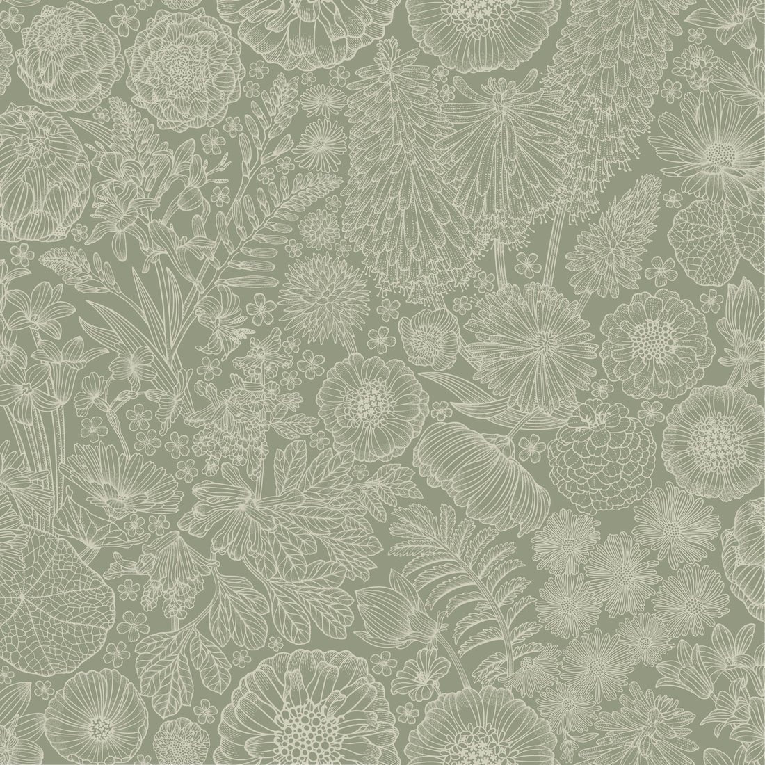 August Wallpaper - Green - Summer Gray - Premier Wallcovering