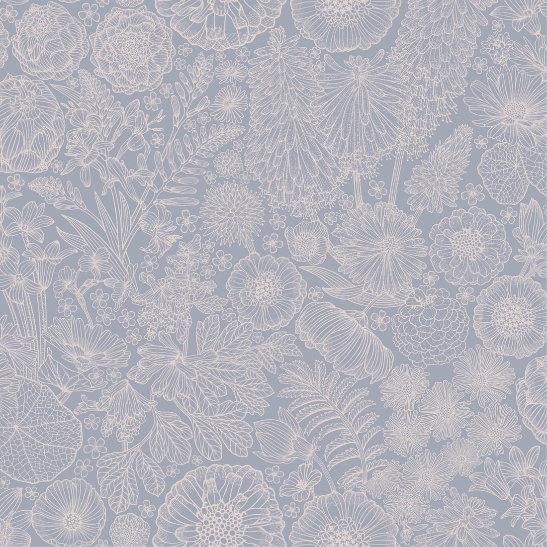 August Wallpaper - Blue - Summer Gray - Premier Wallcovering