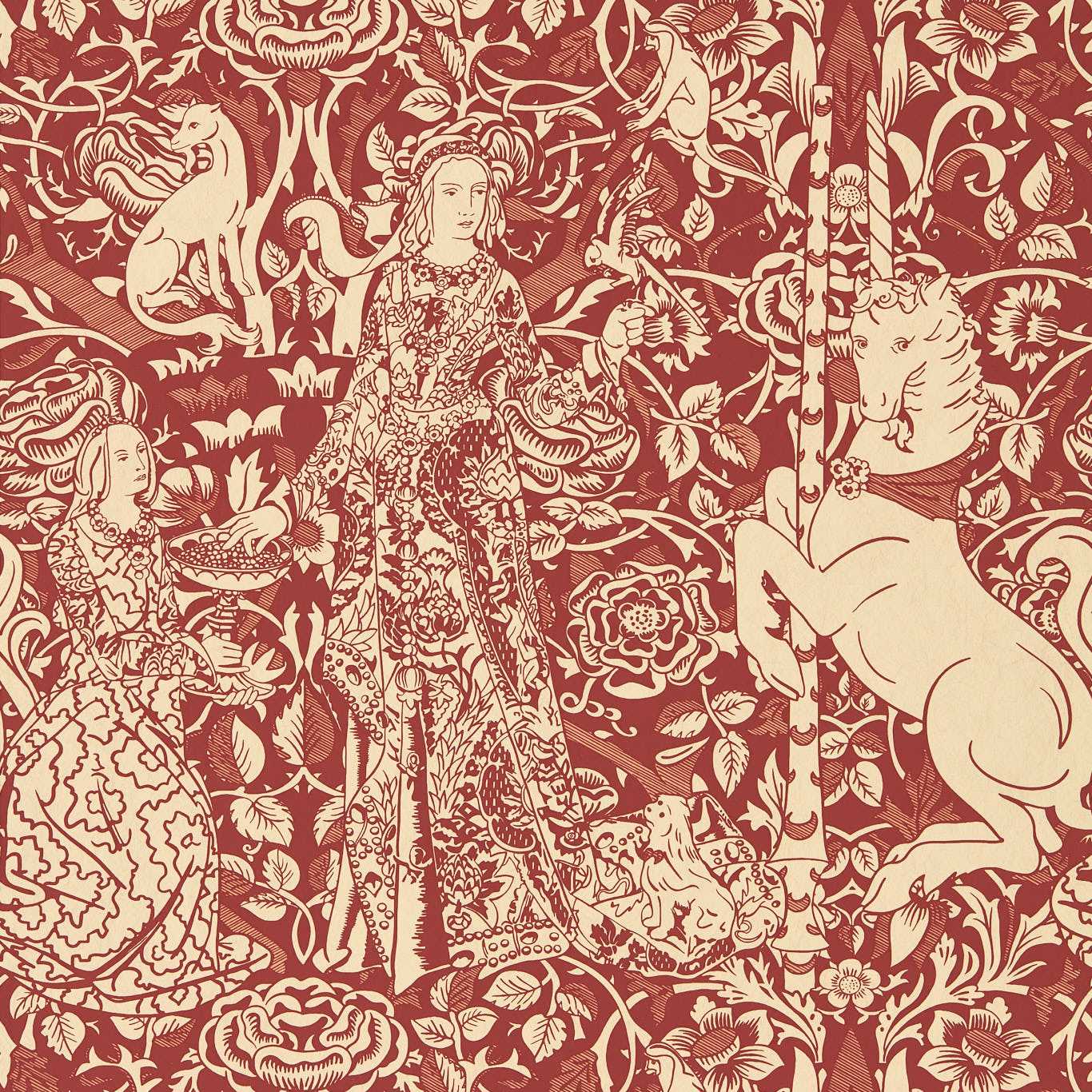 Aurelia's Grail Wallpaper - Madder/Parchment - DGDW217298 - Sanderson - Premier Wallcovering