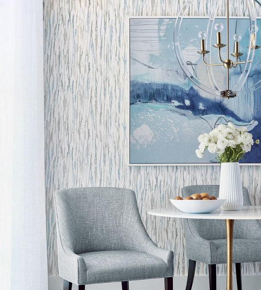 Aurora Wallpaper - Soft Blue & Grey - Thibaut - T10465 - Premier Wallcovering